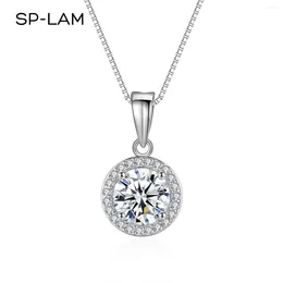 Tartışmalar 1CT Sertifikalı Moissanite Kolye Beyaz Altın Kaplama 925 STERLING Gümüş Brilliant VVS Lab Diamond Yakalar Para Mujer