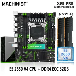 Motherboards Machinist PR9 X99 Moderkort Set LGA 2011-3 Kit Xeon E5 2650 V4 CPU-processor med 2x16 32GB DDR4 ECC RAM-minne SSD NVME M.2