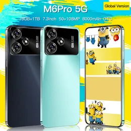 M6Pro 5G Android 8.1 Smartphone Touch screen Color screen 4G 8GB 16GB RAM 256GB 64GB 1TB ROM 7.3-inch HD screen Gravity sensor supports multiple languages Mobile Phones