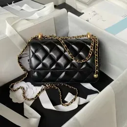 Top-Leder Spiegelqualität Designer-Taschen Luxus-Damen 24C Ball Woc Bag Double Golden Ball Min Chain Bag Umhängetasche Ölwachs-Haut-Tasche