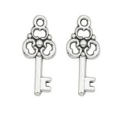 200Pcs lot alloy Key Charms Antique silver Charms Pendant For necklace Jewelry Making findings 22x10mm2617