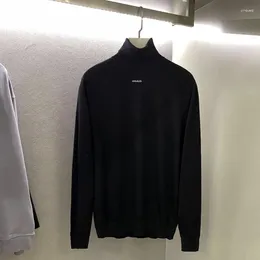 남자 스웨터 2024SS Pra Jacquard High Neck Pullover 니트 스웨터 캐주얼 다목적 코트 의류 Y2K 스트리트웨어 옷