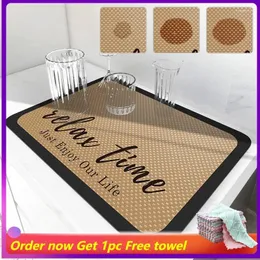 Carpets Rubber Absorbent Drain Pad Non-slip Coffee Cup Drying Mat Quick Dry Draining Bathroom Faucet Tableware Mats Kitchen Supplies