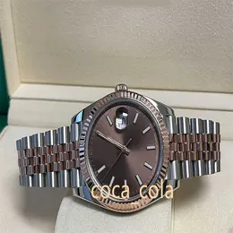 Relógio de pulso masculino de luxo Japão Mecânico Automático nova pulseira de aço inoxidável safira à prova d'água 126331 Chocolate Dois tons SS / 18K Everose Jubileu LNIB