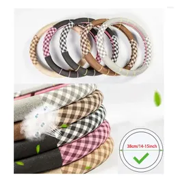 Steering Wheel Covers 38cm Cover Fashionable Linen Breathable Protective Natural Rubber Inner Ring