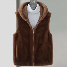 Gilet di pelliccia da uomo in tinta unita autunno e inverno di design imitazione visone giacca senza maniche integrata per uomo 3XRZ