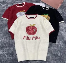 MM2066 luxury sweaters womens short sleeve apple sequins jumper designer sweater women pullover