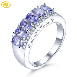 Anelli a grappolo Anello da donna in argento massiccio con tanzanite naturale 1.6 S Pietra preziosa autentica Romantico stile squisito S925 Gioielleria raffinata di alta qualità