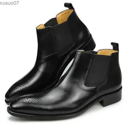 Boots High QualityAnkle Boots Loafer Summer Dress Footwear for Men Genuine Leather Fashion Brogue Elegant Winter/Spring Business Black
