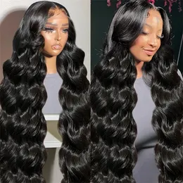 Vücut dalgası ön insan saç perukları 13x4 13x6 dantel ön peruk siyah kadınlar için brezilya gevşek vücut dalgası 4x4 dantel kapanma peruk