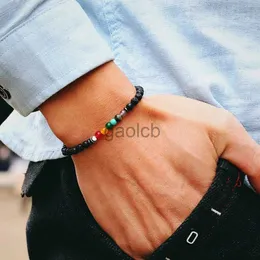 Beaded New Chakra Bracelet For Men 4mm Braclet Natural Lava Onyx Beaded Braslet Yoga lastique Braclet Pulseira Masculina Gift For Him zln240202
