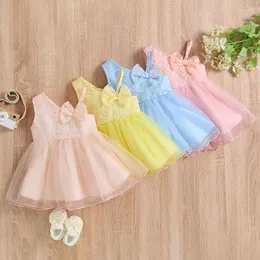 Flickaklänningar Focusnorm 0-3y Lovely Baby Girls Summer Dress One Shoulder Sleeveless Flowers Brodery Lace Patchwork Tutu Sundress med Bow