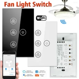 Smart Home Control WiFi Wifi Fan Light Switch EU/US سقف مصباح TUYA يعمل مع Alexa Google