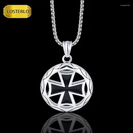 Pendant Necklaces Cross Necklace Templar Knights Round For Men Boy German Iron Stainless Steel Military Lord's Prayer