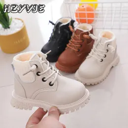 Botas infantis inverno moda adicionada bota de couro grosso e quente impermeável leve meninas sapatos de algodão de pelúcia tamanho 21-30