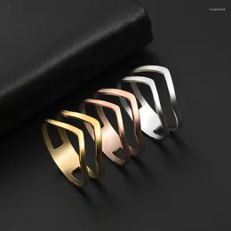 Cluster Rings Dreamtimes Simple Chevron V Shape Ring rostfritt stål mode för kvinnor män casual finger smycken jubileumsgåvor