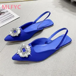 Flat Bottomed 678 Womens Pointed Temperament Square Button Rhinestone Ladies Bag Head Wear Simple Single Shoes 240125 606