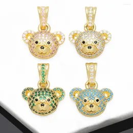 Colares Pingente Ocesrio Multicolor Cristal Cabeça de Urso para Colar Cobre Banhado A Ouro Bonito Animal Jóias Fazendo Suprimentos PDTB188