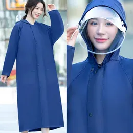 Raincoats Women's Long Raincoat All-Weather Full Body Protection Electric Bike Single Rider Adult One-Piece Rainsuit With Detachable Hood