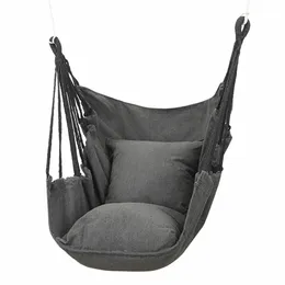 Hooru cadeira de rede ao ar livre portátil dobrável pendurado corda balanço com travesseiro algodão para piquenique jardim quarto 240119