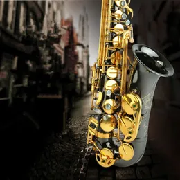 Best quality Alto saxophone black nickel Gold E-Flat music brass case . Reed. Mouthpiece Free shipping