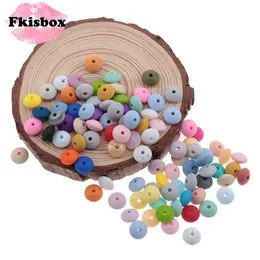 FKISBOX 500pcs 12mm 렌즈 콩 느슨한 구슬 실리콘 베이비 테더 BPA 무료 태어난 날레 목걸이 간호사 젖꼭지 체인 액세서리 240125