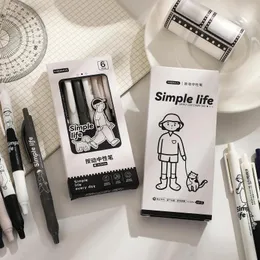 PCS/SET Simple Life Series Press Gel Pen Set 0,5 mm Black Quick Dry Kawaii Creative DIY Student Supplies Stationery