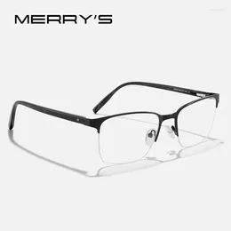 Montature per occhiali da sole MERRYS DESIGN Montatura per occhiali quadrati in lega di titanio per uomo Donna Mezza gamba in acetato Miopia Occhiali da vista S2315