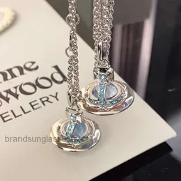 Designer Luxury Jewelry Vivienenwestwoods Satellite Viviane Westwood New Western Empress Dowager Large Medium Glacier Blue UFO Planet Necklace Womens Light Luxu