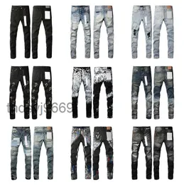 2024 Hot Mens Roxo Jeans Designer Empilhados Calças Longas Ksubi Rasgado High Street B R A N D Patch Buraco Denim Reta Moda Streetwear Silm 3HIW