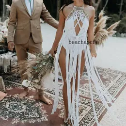Casual Dresses Beachapche ins som säljer kvinnor sexiga tofsar Långt klädselbrat nattklubb klänning Beach Vacation Party Hög kvalitet