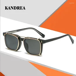 サングラスフレームKandrea Metal Magnet Polarized Glasses Frame Men Men Vintage光学眼鏡処方箋62675