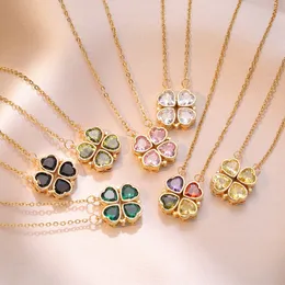 Women designer necklaces four leaf clover necklace mother of pearl diamond pendants stainless steel chain plated gold choker necklace High Quality Jewelry