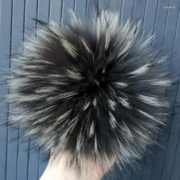 Lenços DIY 13cm 15cm Real Raccoon Fur Pompom para lenço de malha outono inverno genuíno Fox Pom Chapéus ScarvesWraps