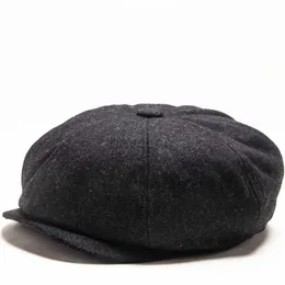 Newsboy Hats 2023 Winter High Quality Wool Men Octagonal Hat Ladies Fashion Felt Newsboy Cap Dad Casaul Beret Women Chic Ivy Hats zln240202