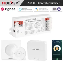 Controllers Miboxer Zigbee 2in1 Smart LED Light Dimmer With 2.4G Remote/ Voice/ APP Control ECHO Plus For 5050 COB CCT Single Color
