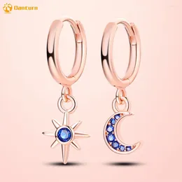 Stud Earrings Danturn 925 Sterling Silver EarringsRose Gold Moon Star Hoop Women Cubic Zirconia Statement