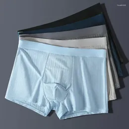 Mutande Jacquard Ice Silk Intimo da uomo Boxer Shorts Testa Personalità Estate Sottile Traspirante Tinta unita