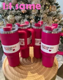 Cosmo Pink Target Red Tumblers Parade Flamingo Cups H2.0 40 oz kopp kaffevattenflaskor med X -kopia med logotyp 40oz Valentine's Day Gift 0202