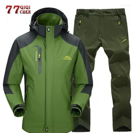 Men's Jackets Waterproof Windproof Jacket Set Spring Autumn Casual Breathable Hooded Coat Sportwear Windbreaker Tourism Mountain