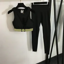 Webbing Impresso Mulheres Tracksuits Yoga Tanque Sutiã Legging Set Luxo Designer Listrado Tracksuits Sexy Cropped Verão Ginásio Sporty Singlet Calças Outfits