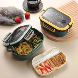 Dinnerware 2-Layers Sealed Kids Lunch Box Fruits Food Containers Bento Fresh-Keeping Office Fork Microwavable Spoon Student Worker U7J8