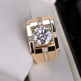 Luksusowy srebrny kolor okrągłe sześcienne pierścionki cyrkonu dla mężczyzn Klasyczny ceremonia ślubna pierścionek męski biżuteria 240201
