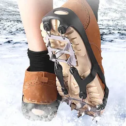 18 Teeth Ice Gripper Stainless Steel Nonslip Claw Shoe Covers Outdoor Snow Climbing Antifall Hiking Spikes Chain 240125