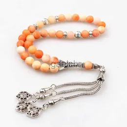 Beaded Tasbih Premium Muslim Prayer Beads Made with 8mm orange Natural Stone Beads for Daily Misbaha and Meditation zln240202