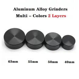 Aluminum Alloy Colorful Tobacco Herb Grinder 2 Layers Smoking Accessories 40mm 50mm 55mm 63mm Crushers Grinders