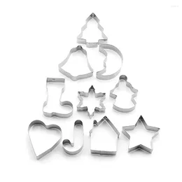크리스마스 장식 스테인레스 스틸 비스킷 곰팡이 베이킹 도구 홈 navidad diy 년제 케이크 크리스마스 트리를위한 나무 교수형