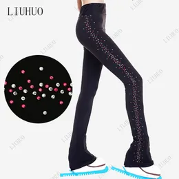 LIUHUO Pantaloni da Pattinaggio di Figura da Donna per Ragazza Tute da Allenamento per Pattinaggio di Figura Più Pantaloni di Velluto Collant Caldi Pantaloni Strass