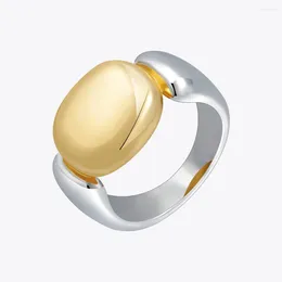 Anéis de cluster Enfashion Geometria Anel Oval para Mulheres Anillos Mujer Cor Secundária Banhado Moda Jóias Elegante Presente Cocktail