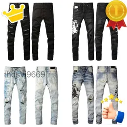 Lila Herren Denim Designer Tears Brand Ruin Stacked Modetrends Rock Revival Herrenhose Schwarze Röhrenjeans Jean 25MD